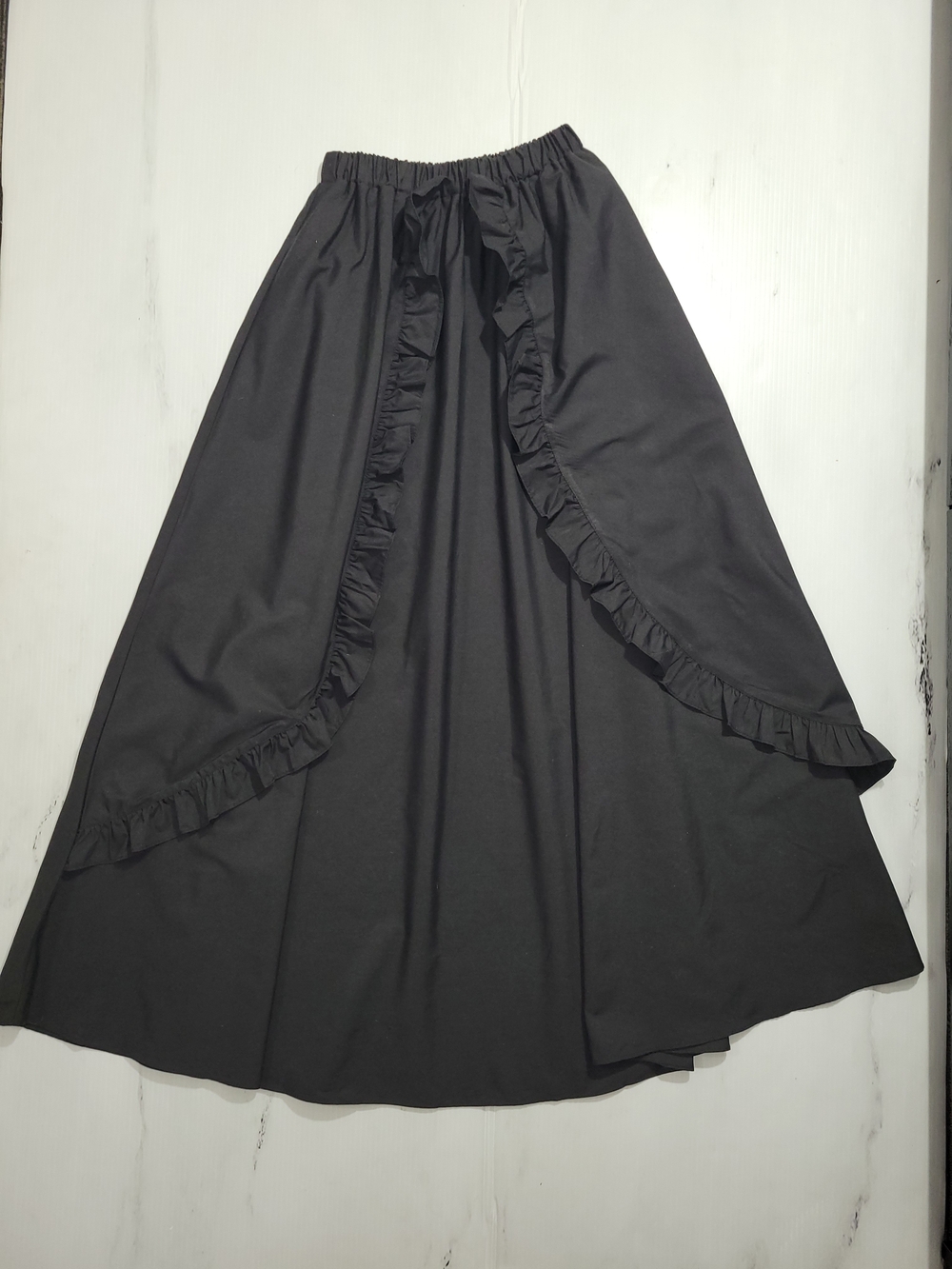 Black Ruffle High Low Maxi Skirt XS - Gothic Renaissance Whimsigoth